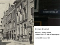 Brugstraat 1911 naar westen - en 2004 Doetje Wouda woont als dienstmeid van januari 1921 tot aan haar huwelijk in de Brugstraat 28 te Groningen bij Hindrik Pot en Bouwina Cornelia Pastoor die daar...
